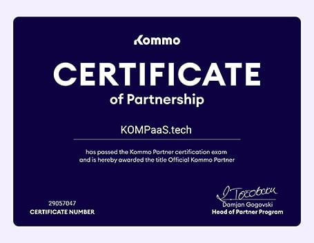kommo certificate of partnership
